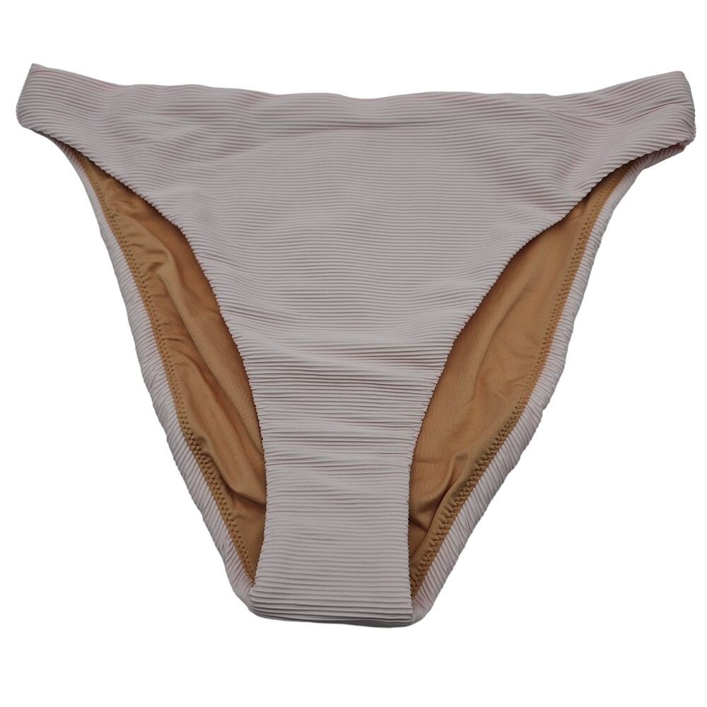 J. Crew Womans size XS Ribbed High Rise Cheeky Bikini Swimsuit Bottom Pink NEW